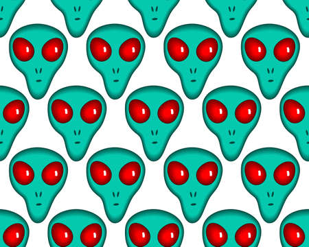 Seamless pattern of the cartoon abstract aliensのイラスト素材
