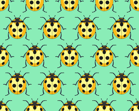 Seamless pattern of the yellow ladybug insectsのイラスト素材