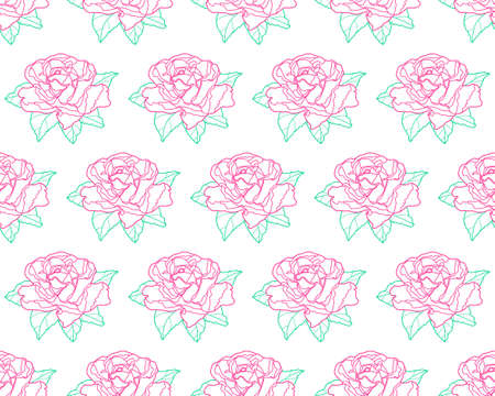 Seamless pattern of the contour rose flower iconのイラスト素材