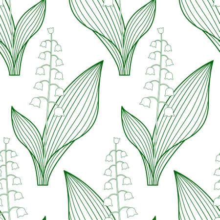 Seamless pattern of the contour lily of the valleyのイラスト素材