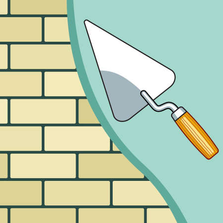 Illustration of the plastering brick wallのイラスト素材