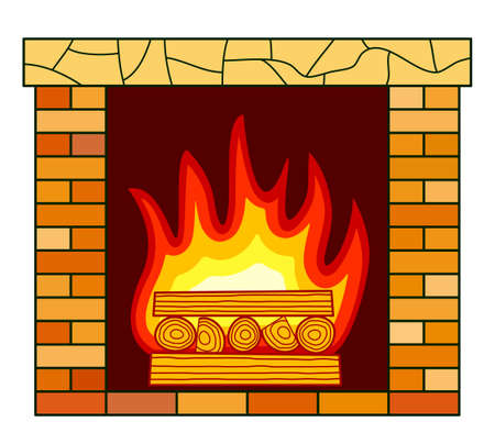 Illustration of the brick fireplace iconのイラスト素材