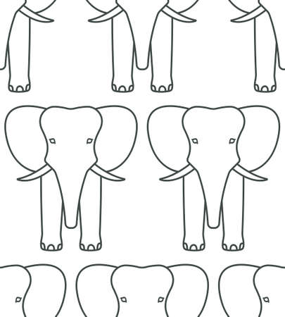 Seamless pattern of the cartoon contour elephant facesのイラスト素材