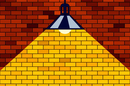 Illustration of the brick wall and lampのイラスト素材