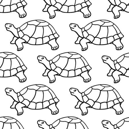 Seamless pattern of the cartoon contour turtlesのイラスト素材