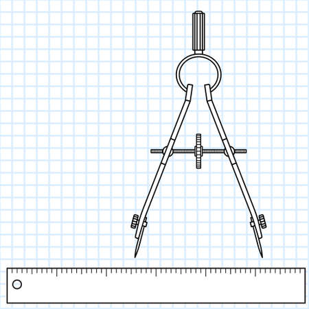 Illustration of the divider compass and rulerのイラスト素材