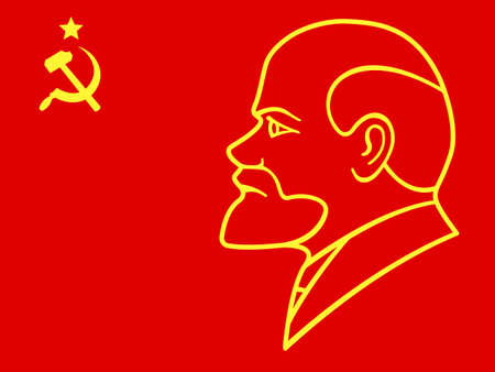 Illustration of the Lenin portrait on USSR flagのイラスト素材
