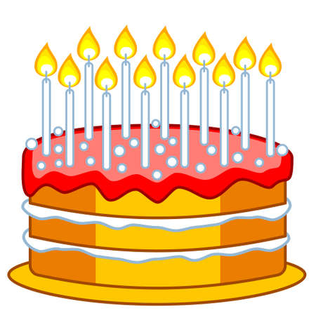 Illustration of the birthday cake with candles
