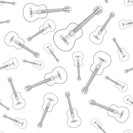 Seamless pattern of the contour acoustic guitarsのイラスト素材