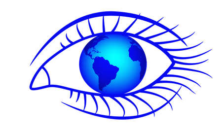 Abstract concept illustration with the globe and eye.のイラスト素材