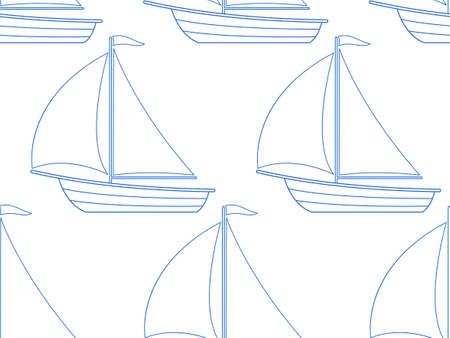 Seamless pattern of the sailing boatsのイラスト素材