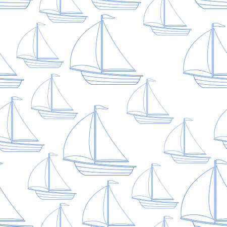 Seamless pattern of the random sailing boatsのイラスト素材