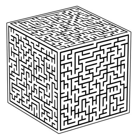 Illustration of the abstract cubic maze iconのイラスト素材