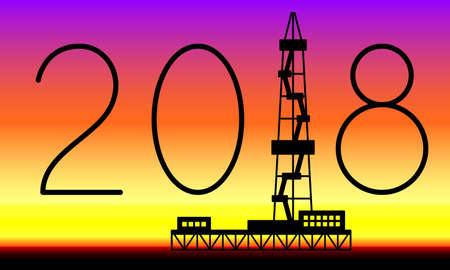 Illustration of the oil derrick and 2018 letteringのイラスト素材