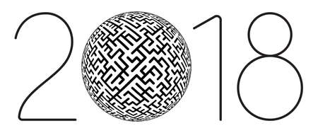 Illustration of the 2018 abstract sphere maze letteringのイラスト素材