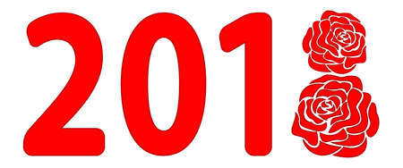 Illustration of the 2018 abstract rose letteringのイラスト素材