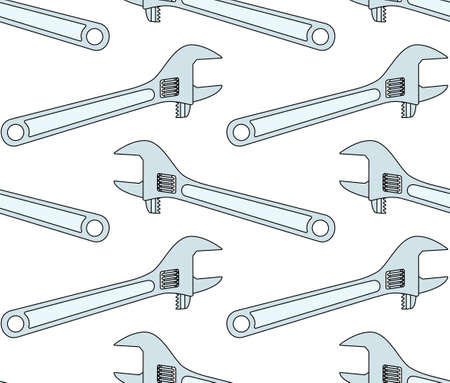 Seamless pattern of the adjustable wrench toolsのイラスト素材