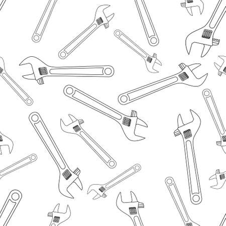 Seamless pattern of the random adjustable wrench toolsのイラスト素材