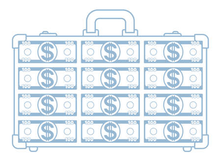 Illustration of the abstract transparent suitcase with dollarsのイラスト素材