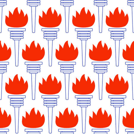 Seamless pattern of the abstract contour torch iconsのイラスト素材