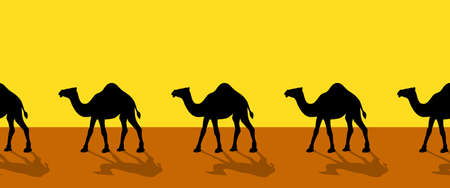 Seamless illustration of the abstract camel caravanのイラスト素材