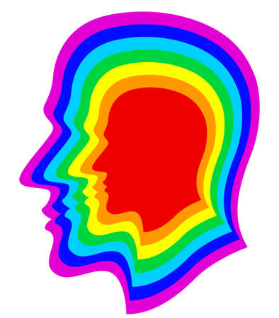 Illustration of the abstract color silhouette layer human profile headのイラスト素材