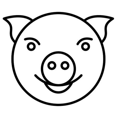 Illustration of the cartoon contour pig head iconのイラスト素材