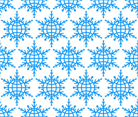 Seamless pattern of the abstract globe snowflakesのイラスト素材
