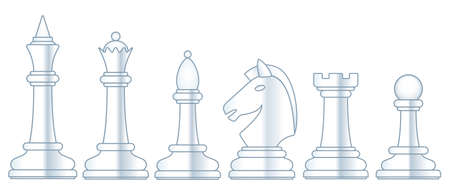 Illustration of the abstract chess white pieces setのイラスト素材