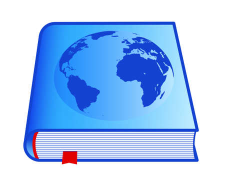 Illustration of the book and globe map on cover. Elements of this image furnished by NASA. 
Source of map: http://visibleearth.nasa.gov/view.php?id=74518のイラスト素材