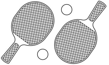 Contour illustration of the rackets and balls for table tennisのイラスト素材