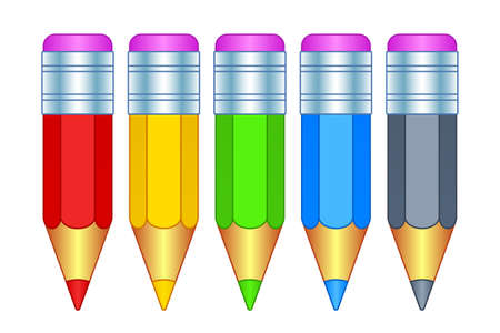 Illustration of the color small pencil icon setのイラスト素材