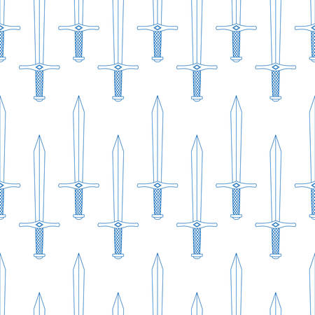 Seamless pattern of the contour swordsのイラスト素材