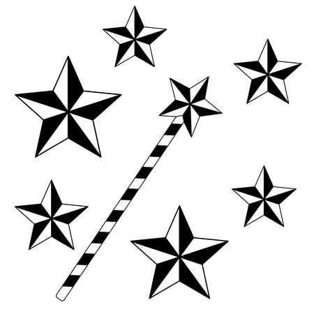 Abstract magic wand symbol contour illustrationのイラスト素材