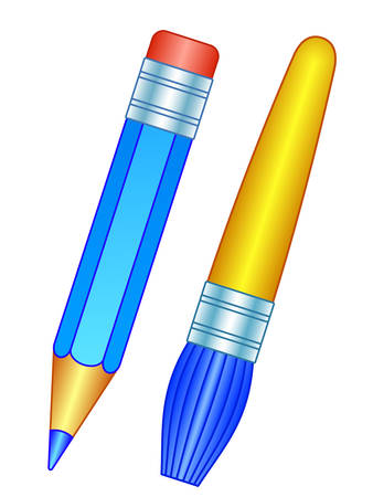 Illustration of the small brush and pencil iconsのイラスト素材