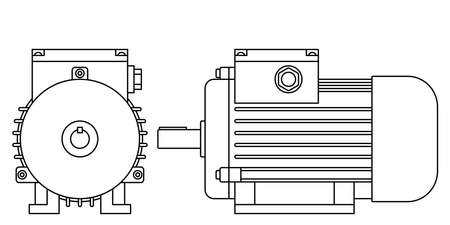 Illustration of the contour electric motor front and side viewのイラスト素材