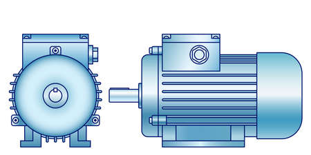 Illustration of the electric motor front and side viewのイラスト素材