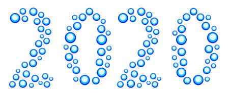 Illustration of the 2020 abstract bubble lettering