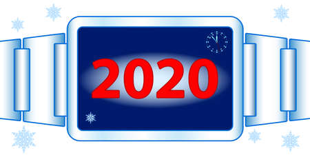 Concept illustration of the abstract watch and 2020 New Year lettering