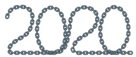 Illustration of the 2020 abstract steel chain letteringのイラスト素材