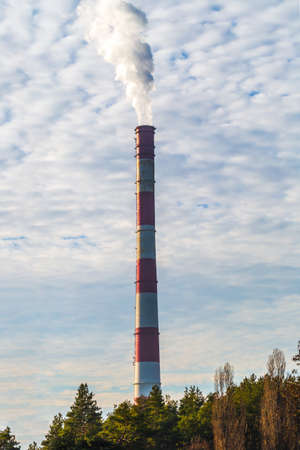 Landscape with power plant chimney