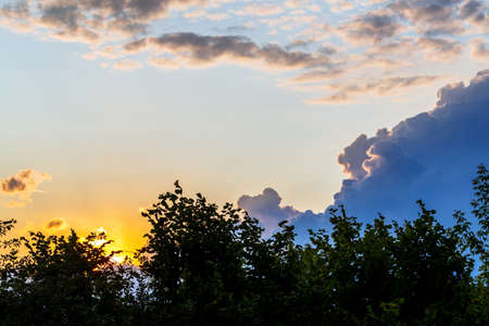 Evening landscape with sunset sky