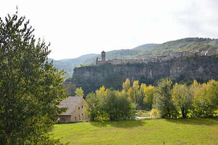 Awesome village of Castellfollit de la Roca, Girona.の写真素材