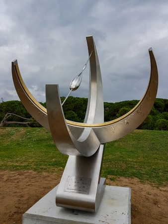 Modern solar clock in Castelldefels, Catalonia, Spain.