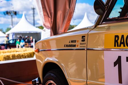 SEAT 1430 FU Abarth in montjuic spirit Barcelona circuit car show.のeditorial素材