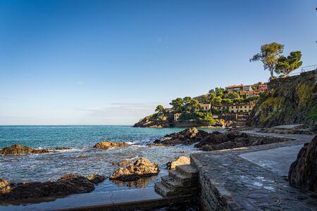 Old town of Collioure, France, a popular resort town on Mediterranean seaの写真素材