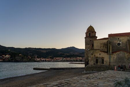 Old town of Collioure, France, a popular resort town on Mediterranean seaの写真素材