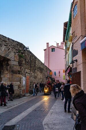 Old town of Collioure, France, a popular resort town on Mediterranean sea
