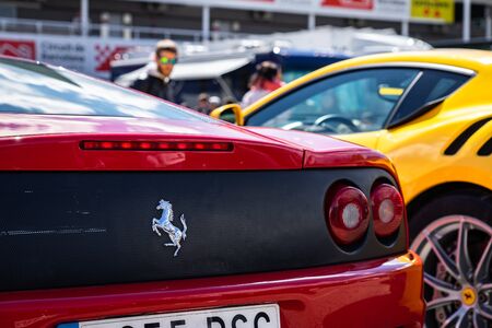 Ferrari in montjuic spirit Barcelona circuit car show.のeditorial素材