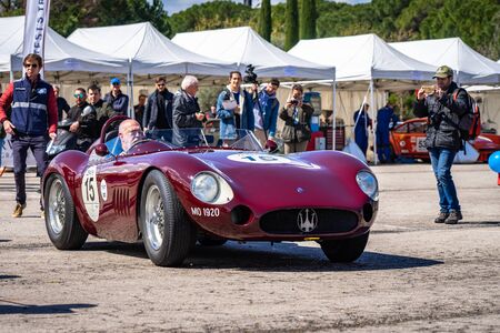 Maserati 300 S in montjuic spirit Barcelona circuit car show.のeditorial素材